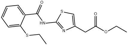 ethyl 2-(2-(2-(ethylthio)benzamido)thiazol-4-yl)acetate Struktur