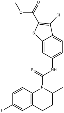 methyl 3-chloro-6-(6-fluoro-2-methyl-1,2,3,4-tetrahydroquinoline-1-carbothioamido)benzo[b]thiophene-2-carboxylate Struktur