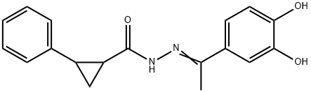 (E)-N'-(1-(3,4-dihydroxyphenyl)ethylidene)-2-phenylcyclopropanecarbohydrazide Struktur