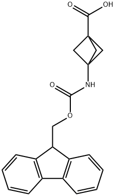 3-((((9H-Fluoren-9-yl)methoxy)carbonyl)amino)bicyclo[1.1.1]pentane-1-carboxylicacid Struktur