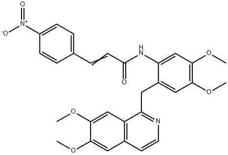 (2E)-N-{2-[(6,7-dimethoxyisoquinolin-1-yl)methyl]-4,5-dimethoxyphenyl}-3-(4-nitrophenyl)prop-2-enamide Struktur