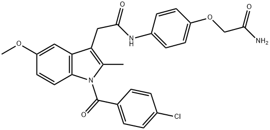 N-[4-(2-amino-2-oxoethoxy)phenyl]-2-{1-[(4-chlorophenyl)carbonyl]-5-methoxy-2-methyl-1H-indol-3-yl}acetamide Struktur