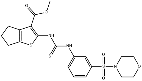 methyl 2-(3-(3-(morpholinosulfonyl)phenyl)thioureido)-5,6-dihydro-4H-cyclopenta[b]thiophene-3-carboxylate Struktur