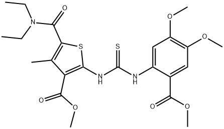 methyl 5-(diethylcarbamoyl)-2-(3-(4,5-dimethoxy-2-(methoxycarbonyl)phenyl)thioureido)-4-methylthiophene-3-carboxylate Struktur