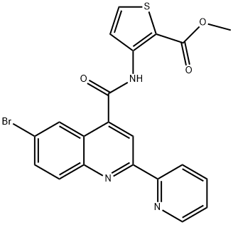 methyl 3-(6-bromo-2-(pyridin-2-yl)quinoline-4-carboxamido)thiophene-2-carboxylate Struktur