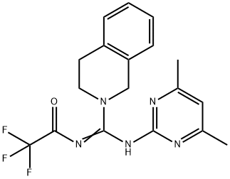 N-{(Z)-3,4-dihydroisoquinolin-2(1H)-yl[(4,6-dimethylpyrimidin-2-yl)amino]methylidene}-2,2,2-trifluoroacetamide Struktur