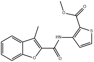 methyl 3-(3-methylbenzofuran-2-carboxamido)thiophene-2-carboxylate Struktur