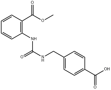 4-((3-(2-(methoxycarbonyl)phenyl)ureido)methyl)benzoic acid Struktur