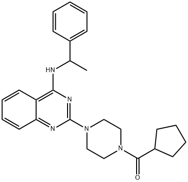 cyclopentyl(4-{4-[(1-phenylethyl)amino]quinazolin-2-yl}piperazin-1-yl)methanone Struktur