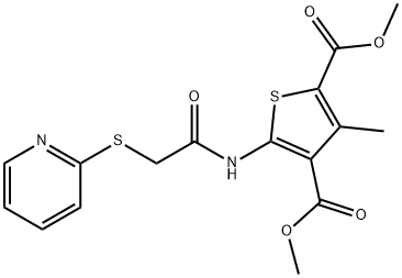 dimethyl 3-methyl-5-(2-(pyridin-2-ylthio)acetamido)thiophene-2,4-dicarboxylate Struktur