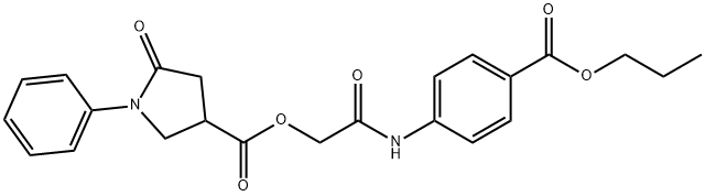 2-oxo-2-{[4-(propoxycarbonyl)phenyl]amino}ethyl 5-oxo-1-phenylpyrrolidine-3-carboxylate Struktur