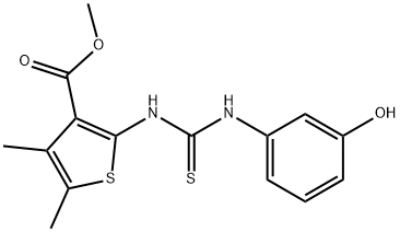 methyl 2-(3-(3-hydroxyphenyl)thioureido)-4,5-dimethylthiophene-3-carboxylate Struktur