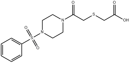 2-((2-oxo-2-(4-(phenylsulfonyl)piperazin-1-yl)ethyl)thio)acetic acid Struktur