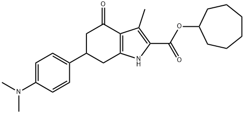 cycloheptyl 6-(4-(dimethylamino)phenyl)-3-methyl-4-oxo-4,5,6,7-tetrahydro-1H-indole-2-carboxylate Struktur