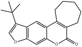 11-(tert-butyl)-2,3,4,5-tetrahydrocyclohepta[c]furo[3,2-g]chromen-6(1H)-one Struktur