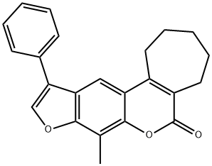 8-methyl-11-phenyl-2,3,4,5-tetrahydrocyclohepta[c]furo[3,2-g]chromen-6(1H)-one Struktur