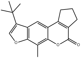 9-(tert-butyl)-6-methyl-2,3-dihydrocyclopenta[c]furo[3,2-g]chromen-4(1H)-one Struktur