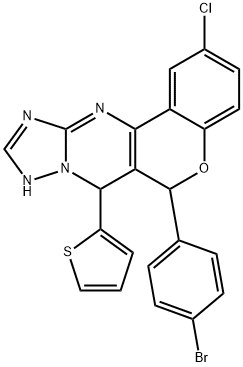 6-(4-bromophenyl)-2-chloro-7-(thiophen-2-yl)-7,9-dihydro-6H-chromeno[4,3-d][1,2,4]triazolo[1,5-a]pyrimidine Struktur