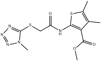 methyl 4,5-dimethyl-2-(2-((1-methyl-1H-tetrazol-5-yl)thio)acetamido)thiophene-3-carboxylate Struktur