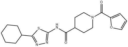 N-(5-cyclohexyl-1,3,4-thiadiazol-2-yl)-1-(furan-2-ylcarbonyl)piperidine-4-carboxamide Struktur