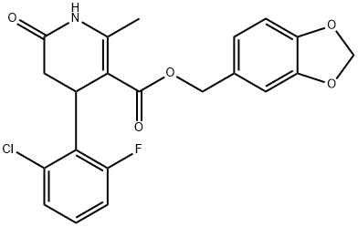 benzo[d][1,3]dioxol-5-ylmethyl 4-(2-chloro-6-fluorophenyl)-2-methyl-6-oxo-1,4,5,6-tetrahydropyridine-3-carboxylate Struktur