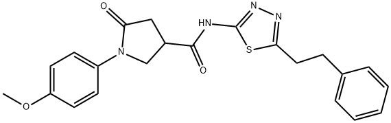 1-(4-methoxyphenyl)-5-oxo-N-[5-(2-phenylethyl)-1,3,4-thiadiazol-2-yl]pyrrolidine-3-carboxamide Struktur