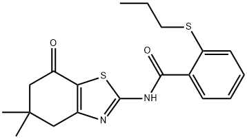 N-(5,5-dimethyl-7-oxo-4,5,6,7-tetrahydro-1,3-benzothiazol-2-yl)-2-(propylsulfanyl)benzamide Struktur