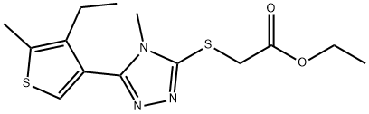 ethyl 2-((5-(4-ethyl-5-methylthiophen-3-yl)-4-methyl-4H-1,2,4-triazol-3-yl)thio)acetate Struktur