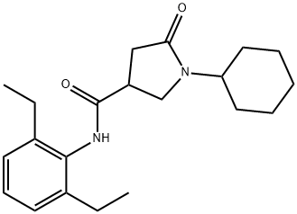 1-cyclohexyl-N-(2,6-diethylphenyl)-5-oxopyrrolidine-3-carboxamide Struktur