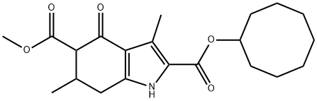 2-cyclooctyl 5-methyl 3,6-dimethyl-4-oxo-4,5,6,7-tetrahydro-1H-indole-2,5-dicarboxylate Struktur