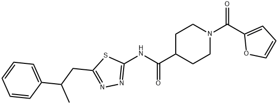 1-(furan-2-ylcarbonyl)-N-[5-(2-phenylpropyl)-1,3,4-thiadiazol-2-yl]piperidine-4-carboxamide Struktur