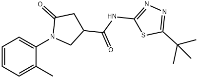 N-(5-tert-butyl-1,3,4-thiadiazol-2-yl)-1-(2-methylphenyl)-5-oxopyrrolidine-3-carboxamide Struktur