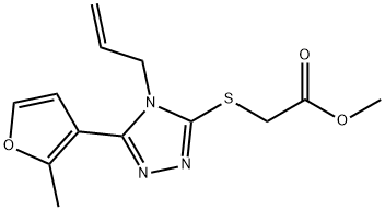 methyl 2-((4-allyl-5-(2-methylfuran-3-yl)-4H-1,2,4-triazol-3-yl)thio)acetate Struktur