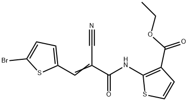 (E)-ethyl 2-(3-(5-bromothiophen-2-yl)-2-cyanoacrylamido)thiophene-3-carboxylate Struktur