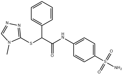 2-[(4-methyl-4H-1,2,4-triazol-3-yl)sulfanyl]-2-phenyl-N-(4-sulfamoylphenyl)acetamide Struktur