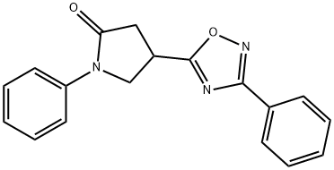 1-phenyl-4-(3-phenyl-1,2,4-oxadiazol-5-yl)pyrrolidin-2-one Struktur