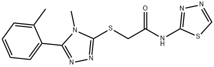 2-{[4-methyl-5-(2-methylphenyl)-4H-1,2,4-triazol-3-yl]sulfanyl}-N-(1,3,4-thiadiazol-2-yl)acetamide Struktur