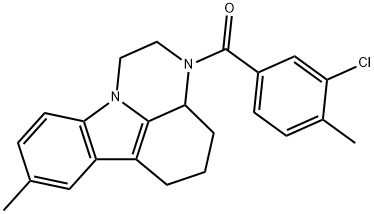 (3-chloro-4-methylphenyl)(8-methyl-3a,4,5,6-tetrahydro-1H-pyrazino[3,2,1-jk]carbazol-3(2H)-yl)methanone Struktur