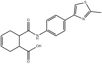 6-{[4-(2-methyl-1,3-thiazol-4-yl)anilino]carbonyl}-3-cyclohexene-1-carboxylic acid Struktur