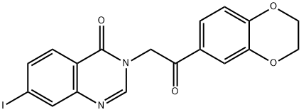 3-[2-(2,3-dihydro-1,4-benzodioxin-6-yl)-2-oxoethyl]-7-iodo-4(3H)-quinazolinone Struktur