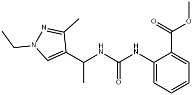 methyl 2-(3-(1-(1-ethyl-3-methyl-1H-pyrazol-4-yl)ethyl)ureido)benzoate Struktur