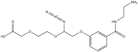 2-(2-(2-(3-((2-aminoethyl)carbamoyl)phenoxy)-1-azidoethoxy)ethoxy)acetic acid Struktur