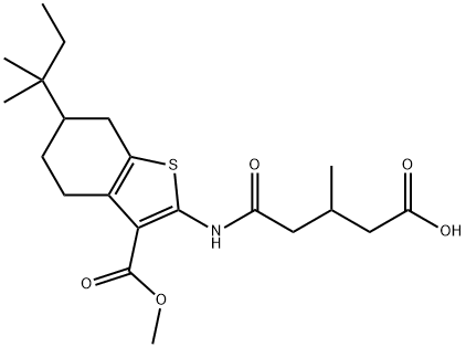 5-((3-(methoxycarbonyl)-6-(tert-pentyl)-4,5,6,7-tetrahydrobenzo[b]thiophen-2-yl)amino)-3-methyl-5-oxopentanoic acid Struktur