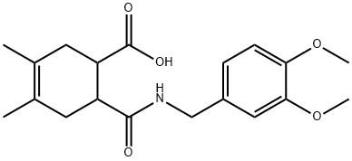 6-((3,4-dimethoxybenzyl)carbamoyl)-3,4-dimethylcyclohex-3-enecarboxylic acid Struktur