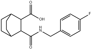 3-((4-fluorobenzyl)carbamoyl)bicyclo[2.2.2]octane-2-carboxylic acid Struktur