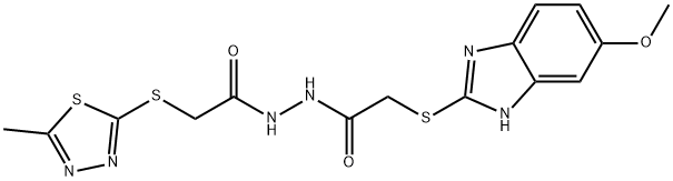 2-[(5-methoxy-1H-benzimidazol-2-yl)sulfanyl]-N'-{[(5-methyl-1,3,4-thiadiazol-2-yl)sulfanyl]acetyl}acetohydrazide Struktur