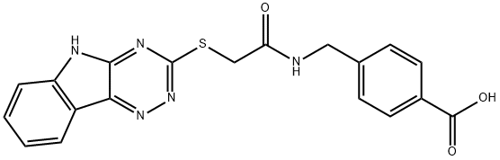 4-({[(5H-[1,2,4]triazino[5,6-b]indol-3-ylsulfanyl)acetyl]amino}methyl)benzoic acid Struktur