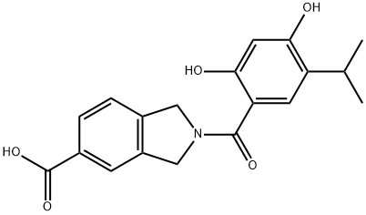 2-(2,4-dihydroxy-5-isopropyl-benzoyl)-2,3-dihydro-1H-isoindole-5-carboxylic acid Struktur