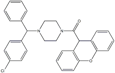 {4-[(4-chlorophenyl)(phenyl)methyl]piperazin-1-yl}(9H-xanthen-9-yl)methanone Struktur