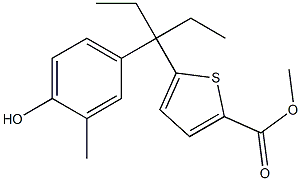 methyl 5-(3-(4-hydroxy-3-methylphenyl)pentan-3-yl)thiophene-2-carboxylate Struktur